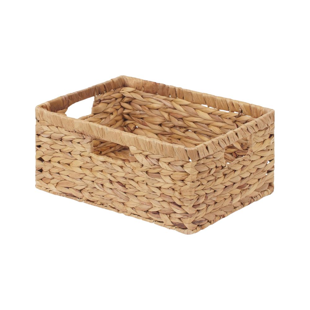 Woven storage basket for organizing shelves, countertops, or cabinets