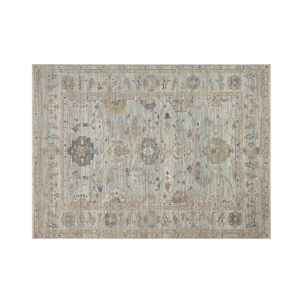Vintage-inspired area rug with muted tones and a worn-in look that adds timeless character to a room.