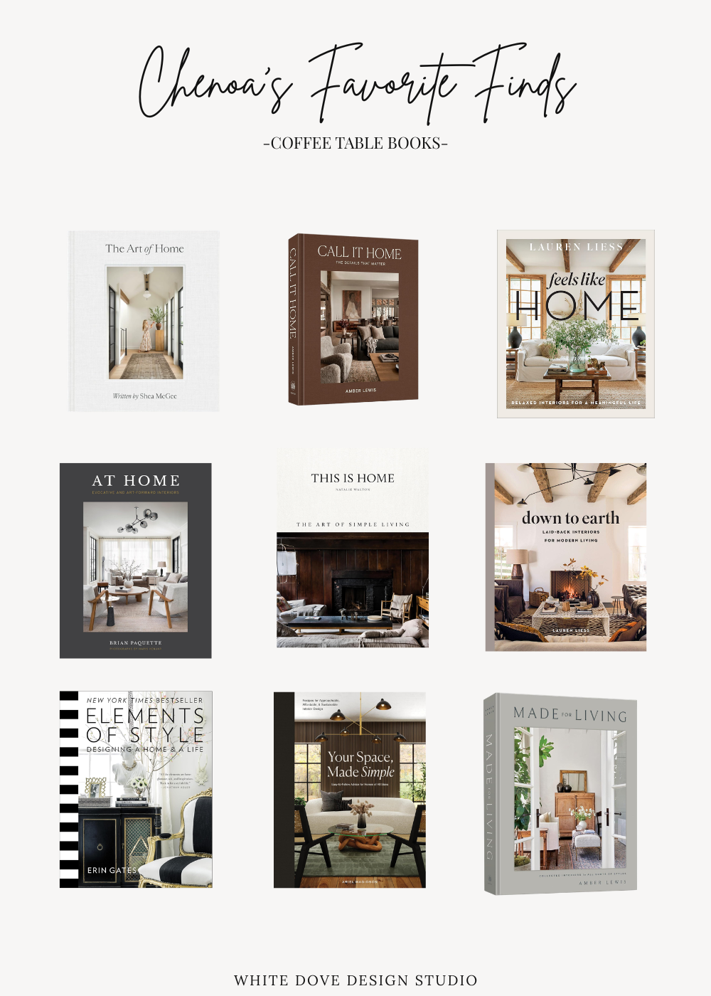 Chenoa’s favorite coffee table books for decorating and styling a home