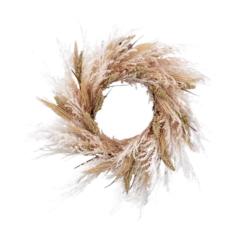 Neutral natural wreath for adding texture to a porch
