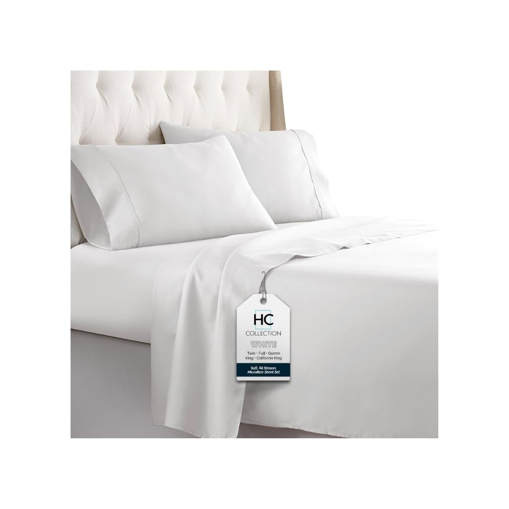 Soft white bed sheets for a comfortable guest bedroom